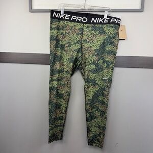 NIKE pro womens floral printed training leggings tight fit mod rise size XXL